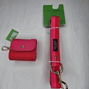 NWT Kate Spade Red & Pink Dog Leash & Doggie Bag Holder